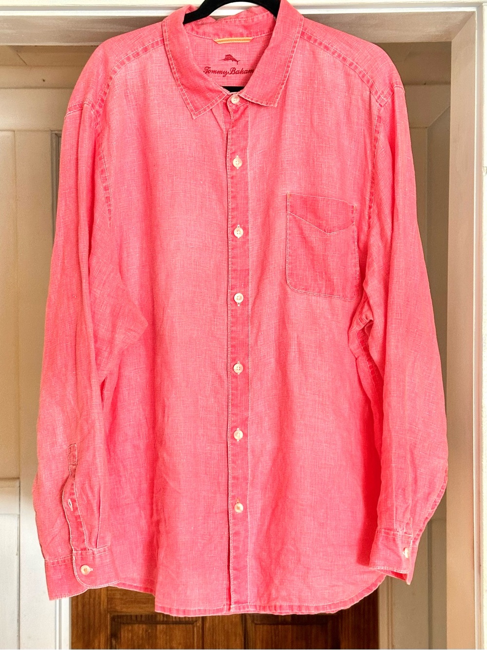 Tommy Bahama Sea Glass Breezer Shirt Linen Button-Down Coral Pink Size XXL Tall